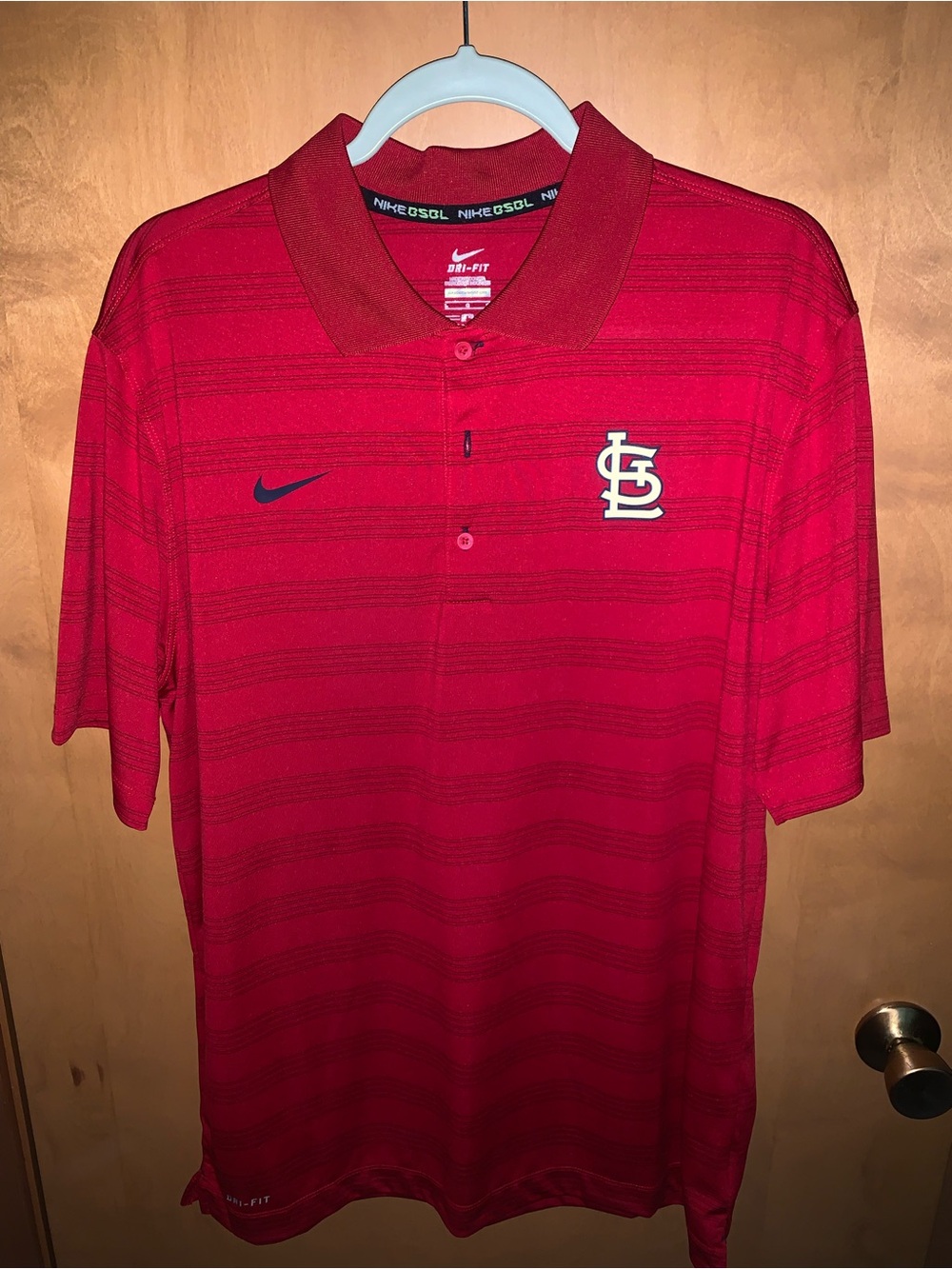 Nike Red Short-Sleeve Dri-FIT Polo with Embroidered Logo